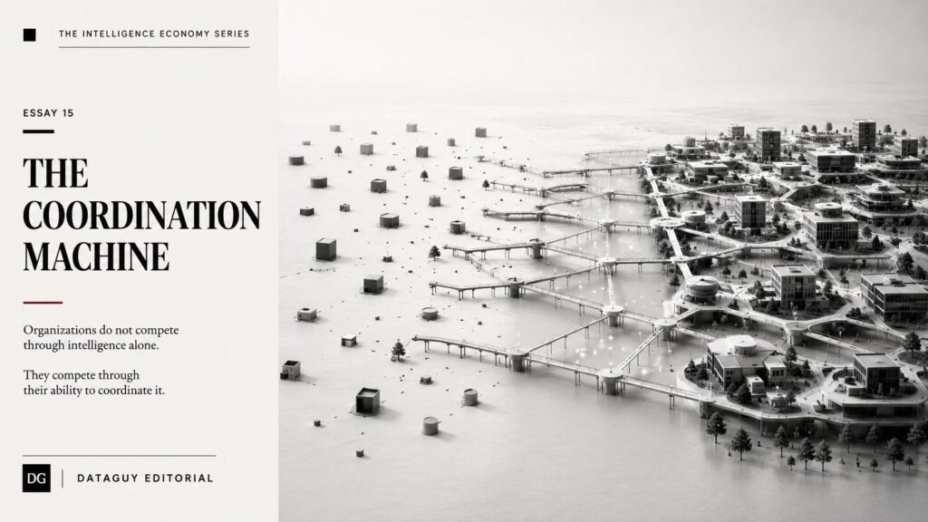 Coordinated institutional ecosystem illustrating organizational coordination in the intelligence economy.