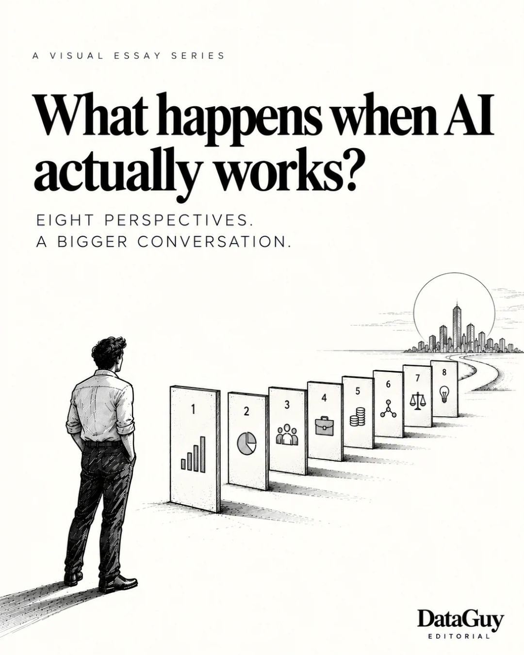 AI Economic Scenarios 2030 visual editorial